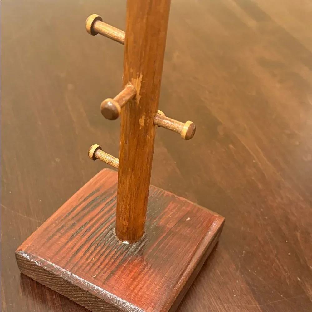 Vintage Wooden Small Cup Mug Tree Stand